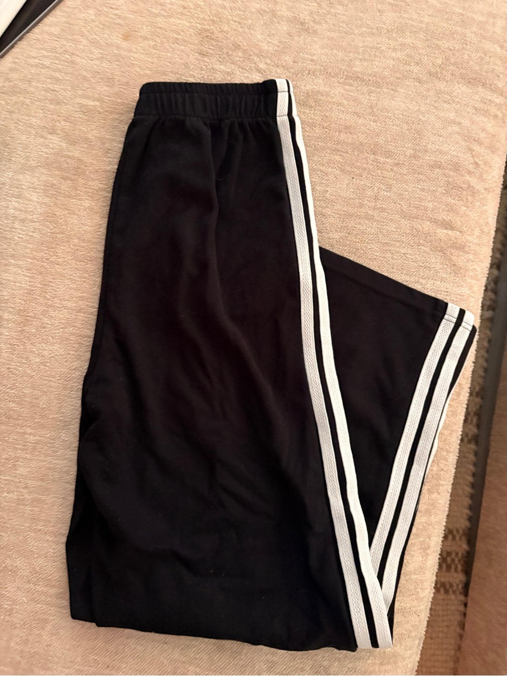 Women’s Black Track Pants with White Side Stripes